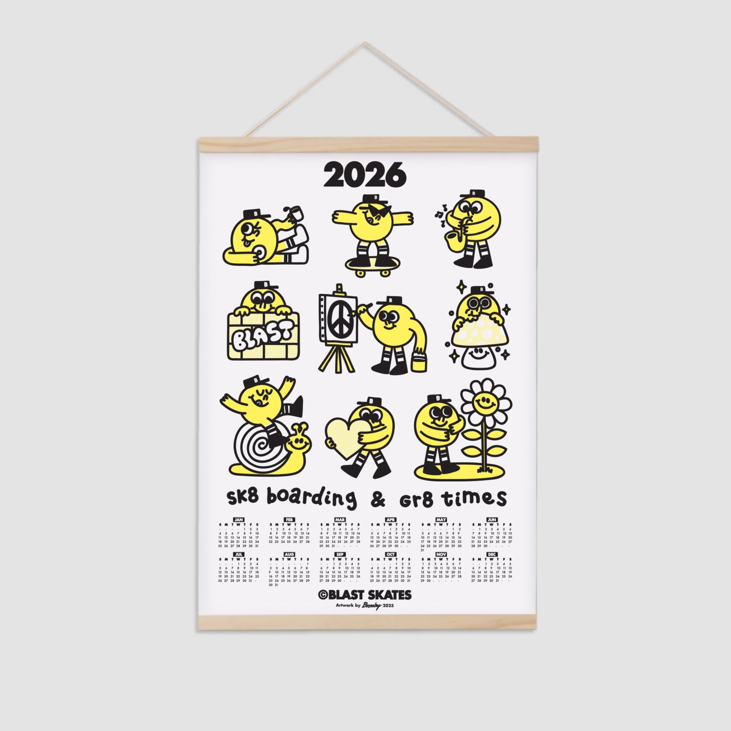2026 CALENDAR A2 CANVAS PRINT